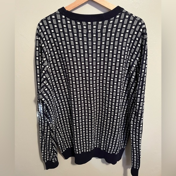 Ben Sherman All Over Geometric Design Crew Neck Navy & Whte Sweater in Marine XL - Picture 12 of 12